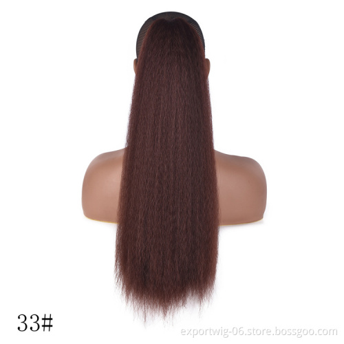 Drawstring Ponytail Hair Extension 22 Inch Synthetic Clip In Afro Kinky Straight Ponytail Hairpieces With Elastic Band Comb